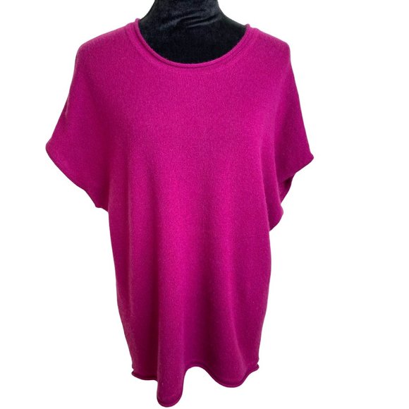 Neiman Marcus Womens Magenta Cashmere Short Sleeve Sweater Size XS Old Money - Picture 1 of 10